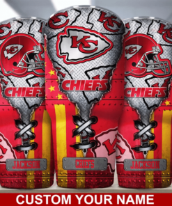 Kansas City Chiefs Steel Pattern Personalized Tumbler
