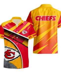 Kansas City Chiefs Stripe Pattern Hawaii Shirt and Shorts Summer NEW036010