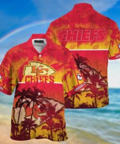 Kansas City Chiefs Sunset Palms Hawaiian Shirt