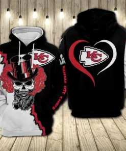 Kansas City Chiefs Top Hat Skull 3D Hoodie