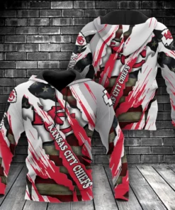 Kansas City Chiefs Torn Camo 3D Hoodie