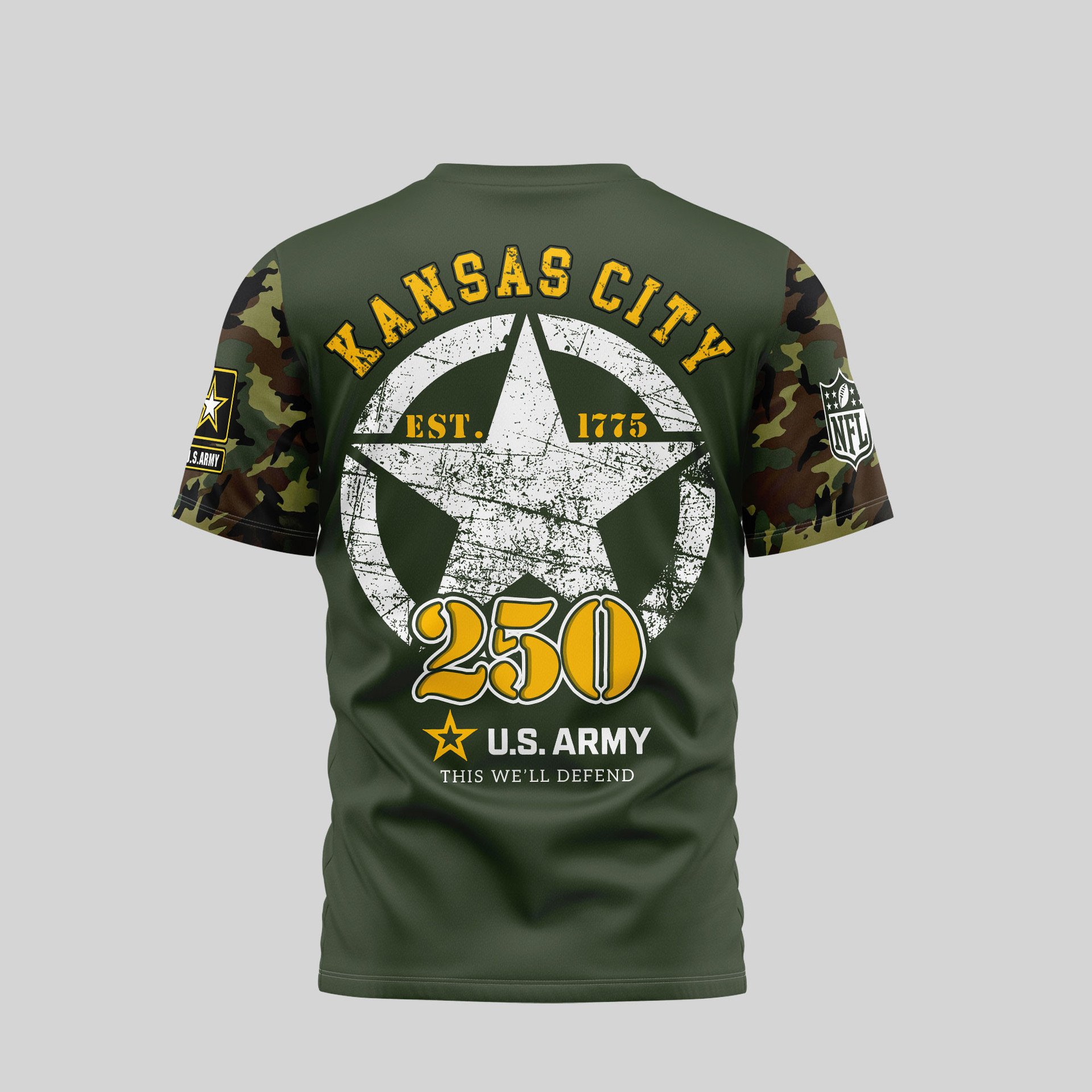 Kansas City Chiefs U.S.M.C 250 Years US Army Shirt - Image 3