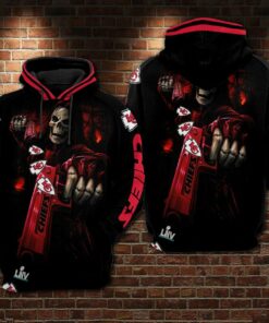 Kansas City Chiefs Undead And Gun Red Black Hoodie Adult Sizes S - 5xl Ds073