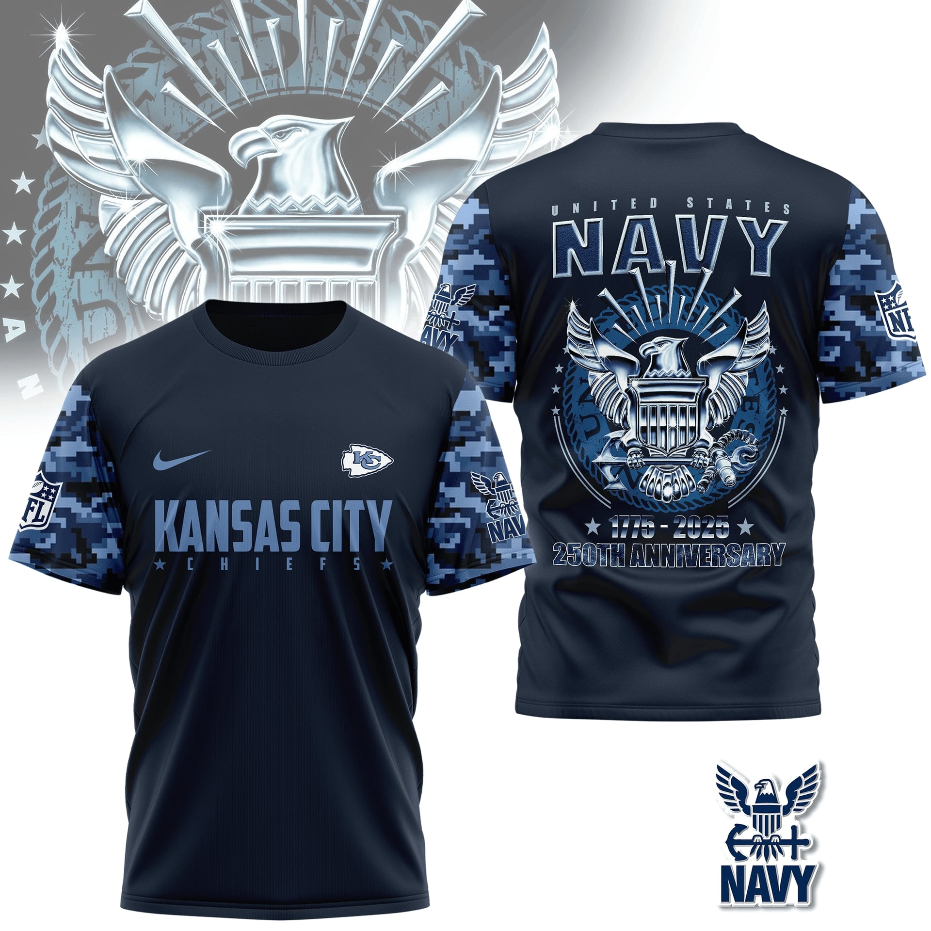 Kansas City Chiefs United States Navy 250 Years Shirt