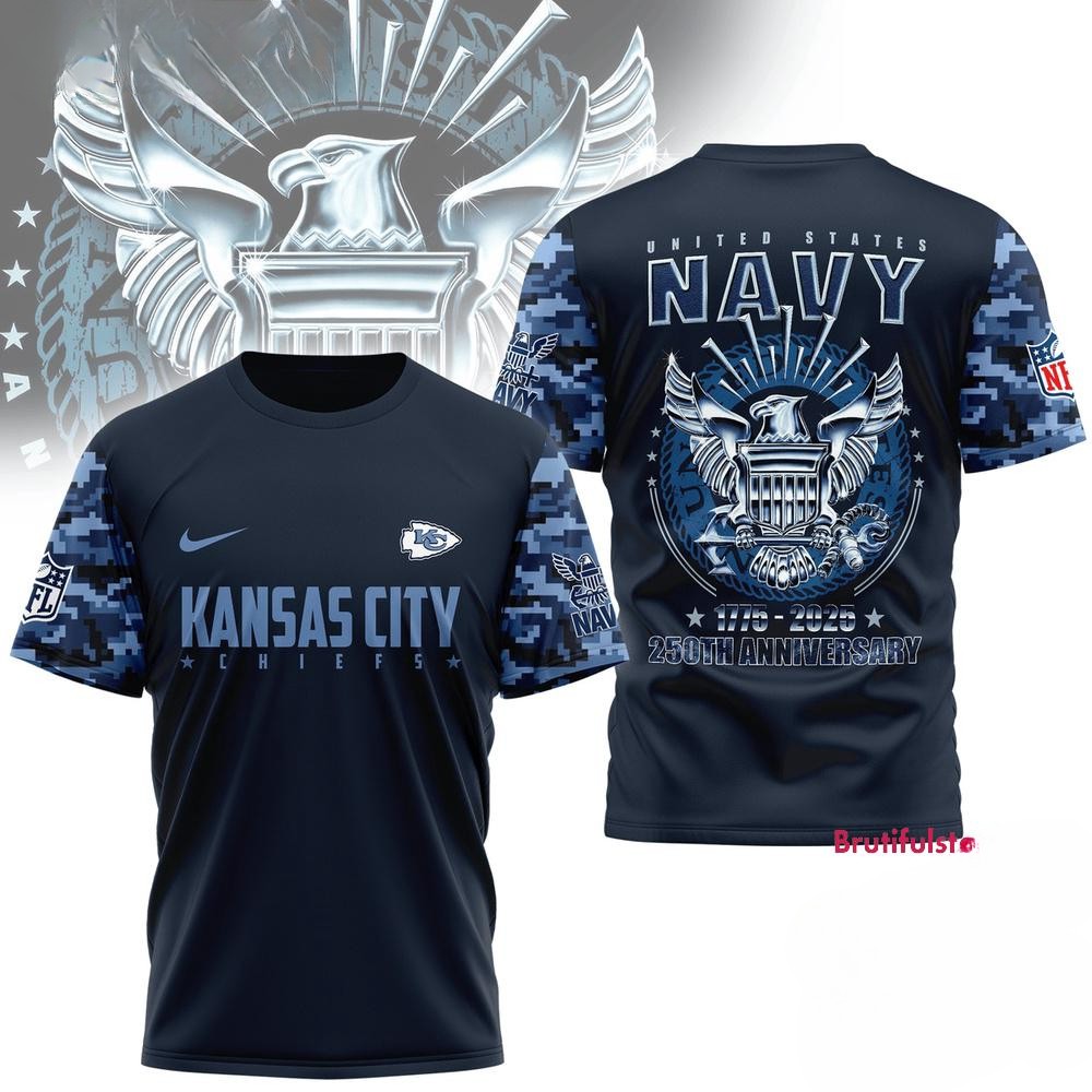 Kansas City Chiefs US Navy 250th Anniversary 1775-2025 3D Shirt