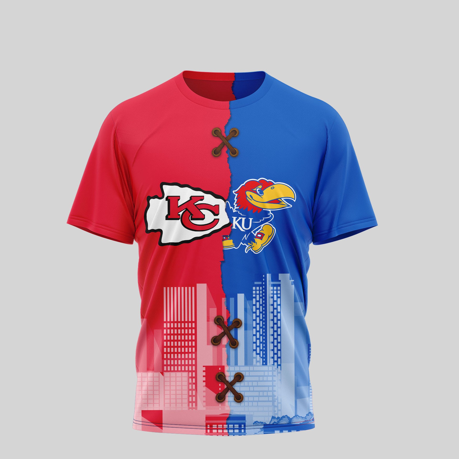 Kansas City Chiefs vs Kansas Jayhawks Shirt - Image 2