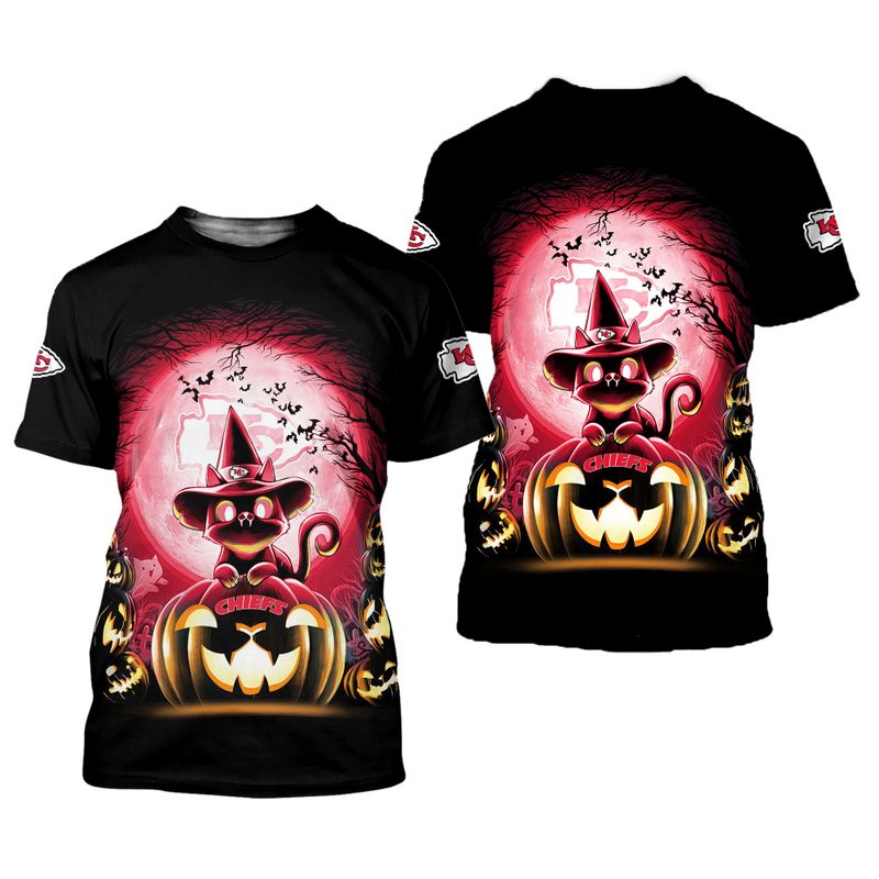 Kansas City Chiefs Witch Cat Halloween Edition Unisex T-Shirts New048810