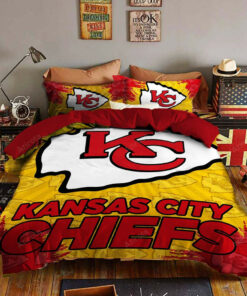Kansas City Chiefs Yellow Fire Splash Bedding Set