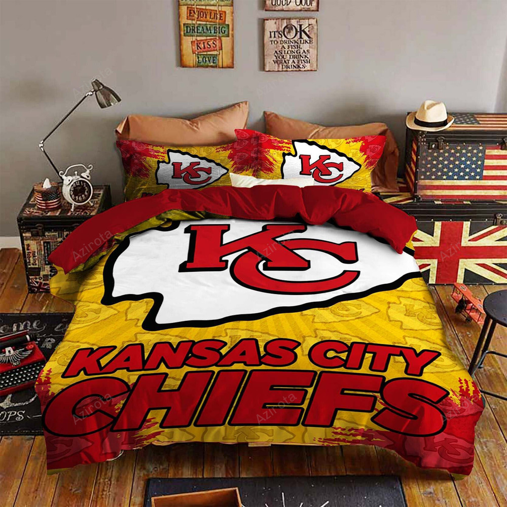 Kansas City Chiefs Yellow Fire Splash Bedding Set