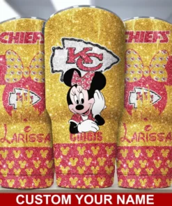 KC Chiefs Minnie Sparkle Personalized Glitter Tumbler