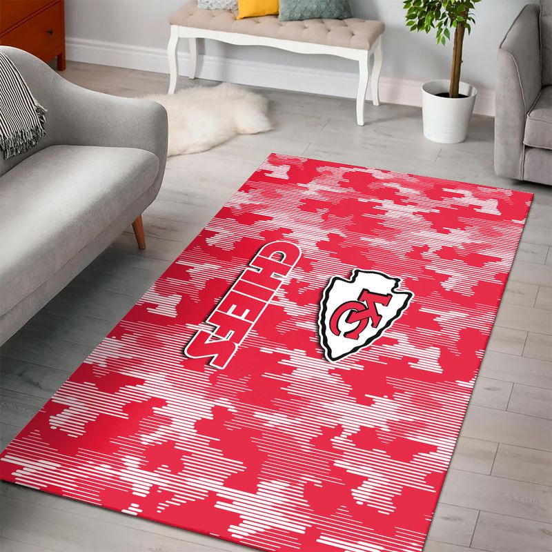 NFL Kansas City Chiefs Camo Pattern PREMIUM Area Rug Size S M L NLA048310