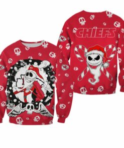 NFL Kansas City Chiefs Christmas Jack Skellington All Over Print Sweatshirt NEW056210