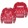 NFL Kansas City Chiefs Christmas Reindeer All Over Print Sweatshirt S-5XL NEW055610