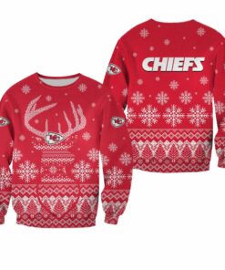 NFL Kansas City Chiefs Christmas Reindeer All Over Print Sweatshirt S-5XL NEW055610
