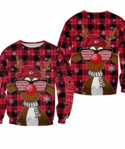 NFL Kansas City Chiefs Christmas Reindeer Sunglasses Sweatshirt NEW063310