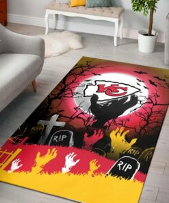 NFL Kansas City Chiefs Halloween Dead Hand PREMIUM Area Rug