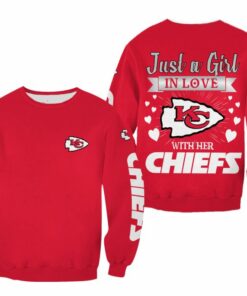 NFL Kansas City Chiefs Just a Girl in Love Limited Edition All Over Print Sweatshirt NEW017910