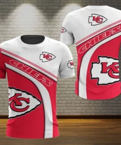 NFL Kansas City Chiefs Red White With Logo AOP T-Shirt