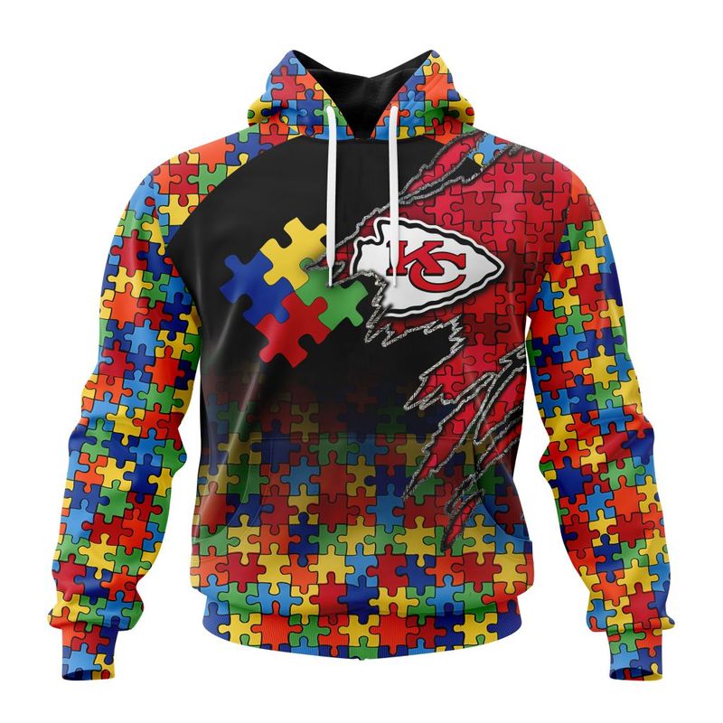 Nfl Kansas City Chiefs Special Autism Awareness Design Hoodie Zip Hoodie - Image 2