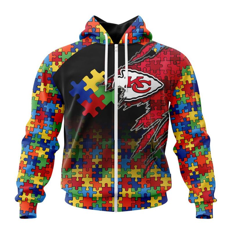 Nfl Kansas City Chiefs Special Autism Awareness Design Hoodie Zip Hoodie