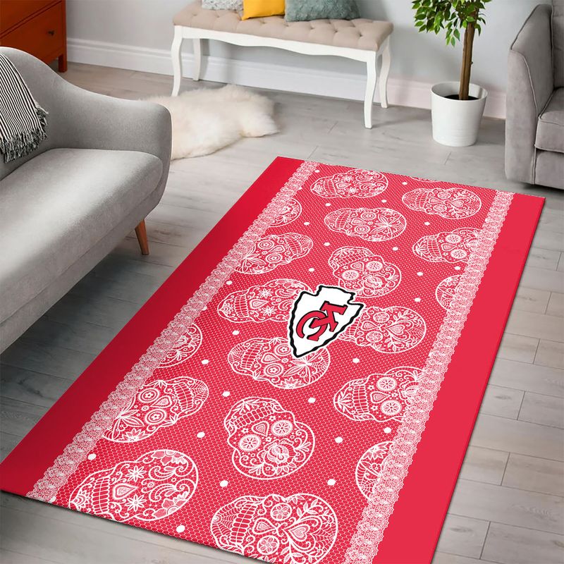 NFL Kansas City Chiefs Sugar Skulls PREMIUM Area Rug Size S M L NLA051710