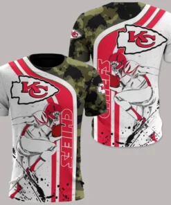 NFL Kansas City Chiefs White Red Camo AOP Shirt