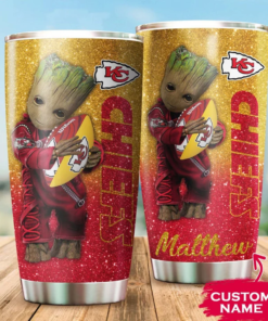 Personalized Baby Groot Hug Ball Kansas City Chiefs Tumbler