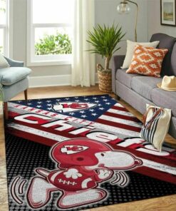Snoopy Kansas City Chiefs Flag Design Living Room Area Rug